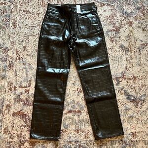 Gap Brown Crocodile Leather Pants Size 6 Short